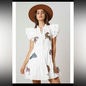 Sequin Tiger Tiered Mini Dress